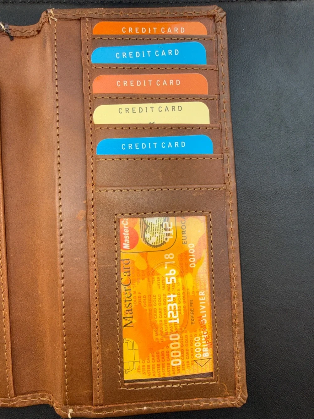 Men's Brown Leather Money Clip Wallet with Decorative Concho